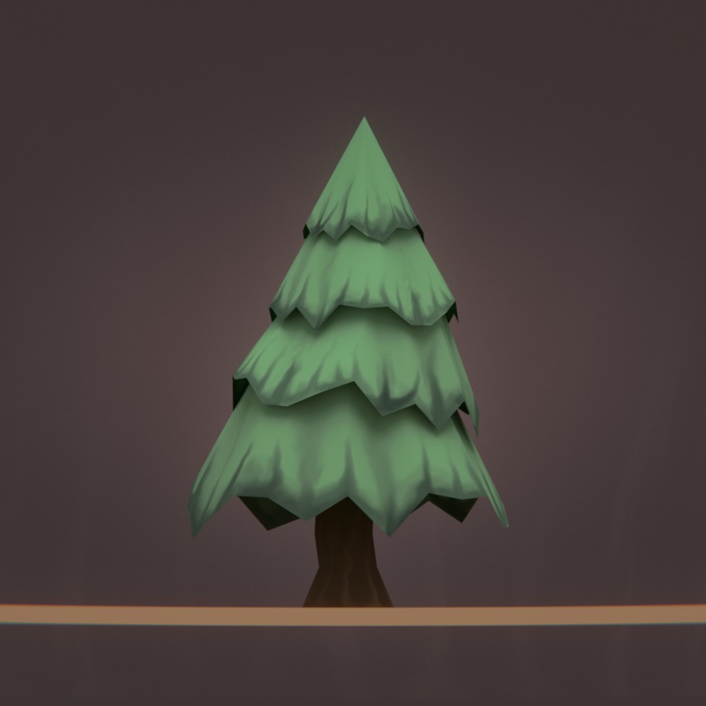 Low Poly Cartoon Tree - Painted preview image 1