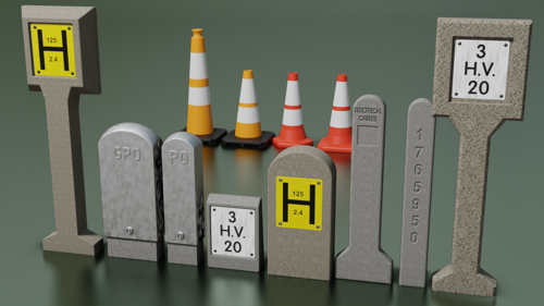 Traffic cones with Hydrant and cable markers preview image