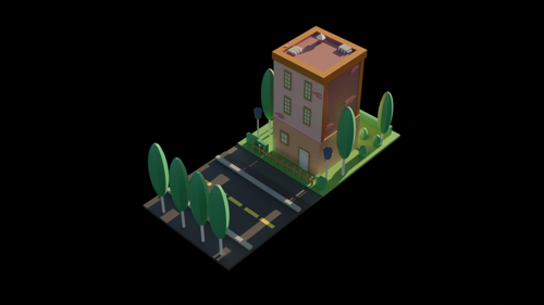 Low poly building scene NIGHT/DAY preview image