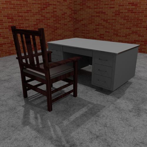 Old chair and old metal desk preview image
