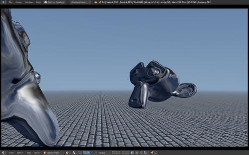 BGE realistic metal using "render to texture" script. preview image