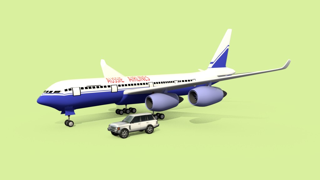 Low poly range rover and airplane preview image 2