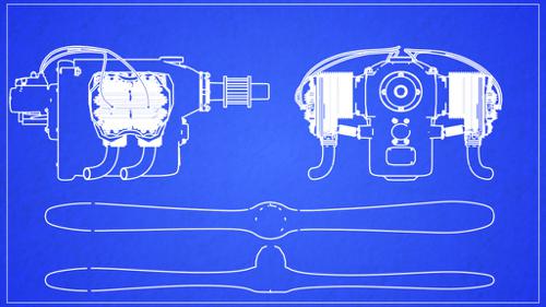 Continental A40 Engine Blueprint in Blender render preview image