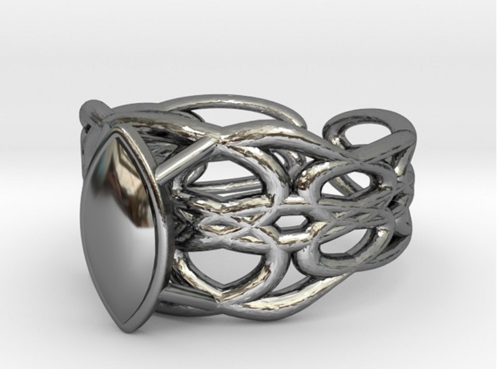 Cylindrical Helix Curve Ring 17.53mm with Marquise Gem preview image 2