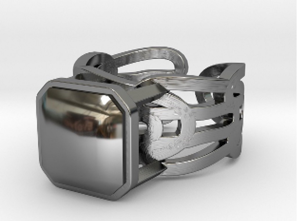 Brunnian Link Curve Ring 17.53mm with Radiant Gem preview image 2