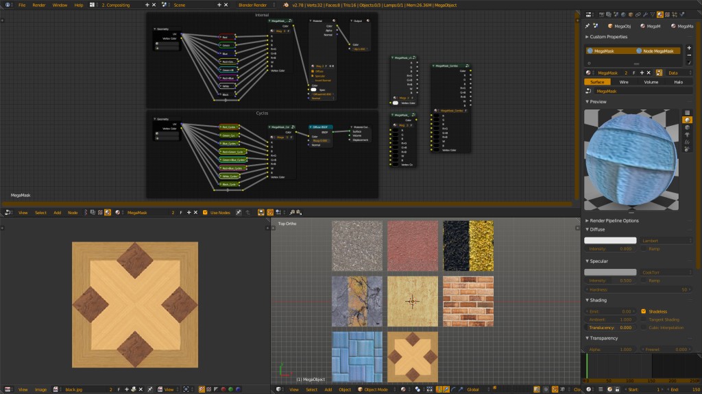 Material 8 in 1 Node Group (Vertex Color mask) v1 preview image 3