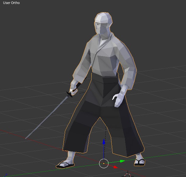 Samurai with Katana Grayscale preview image 1