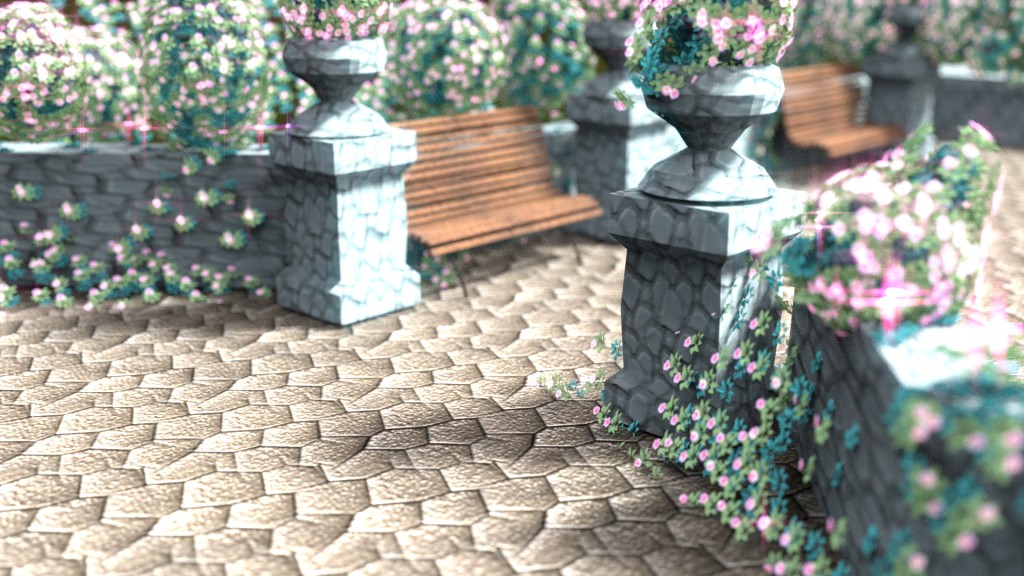 Park Scene Marble Vases Bench preview image 2