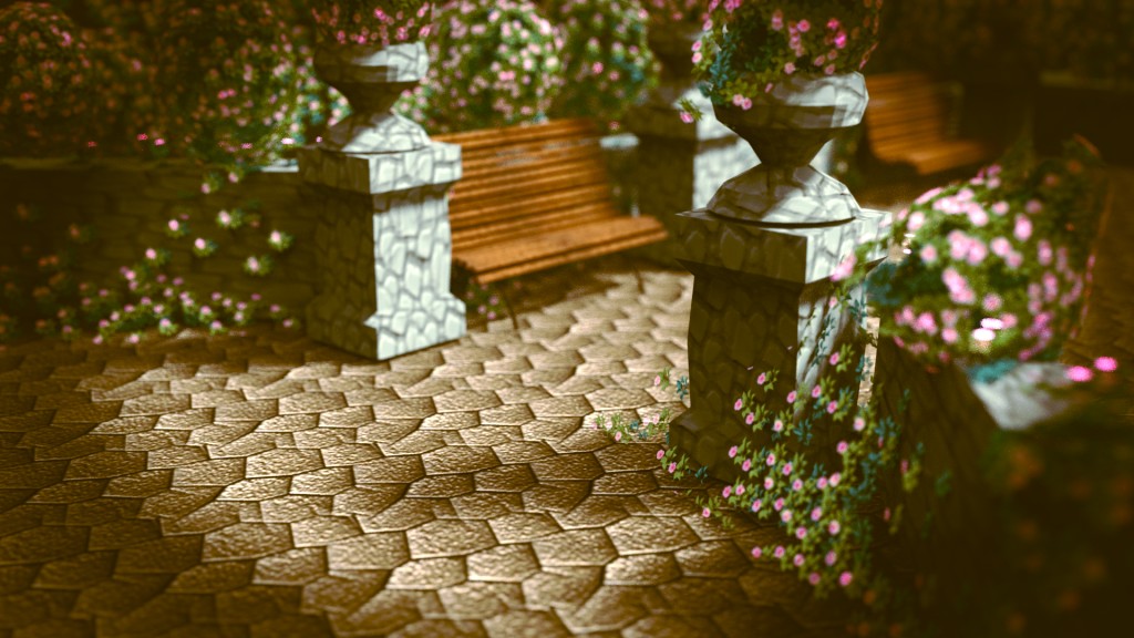 Park Scene Marble Vases Bench preview image 3