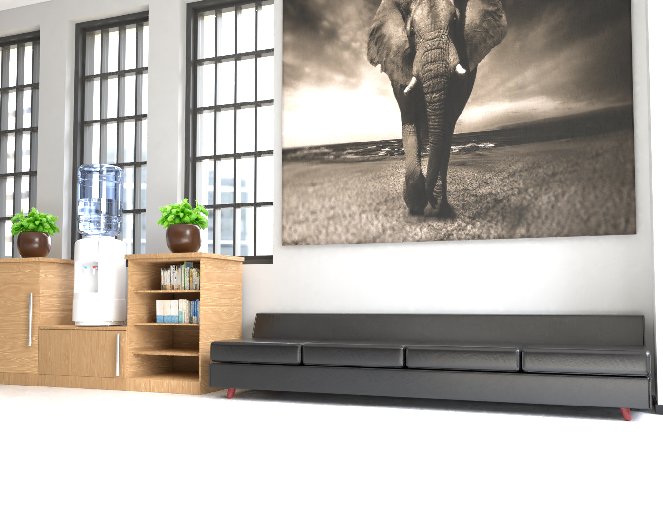 Reception Area Sofa Low poly preview image 2