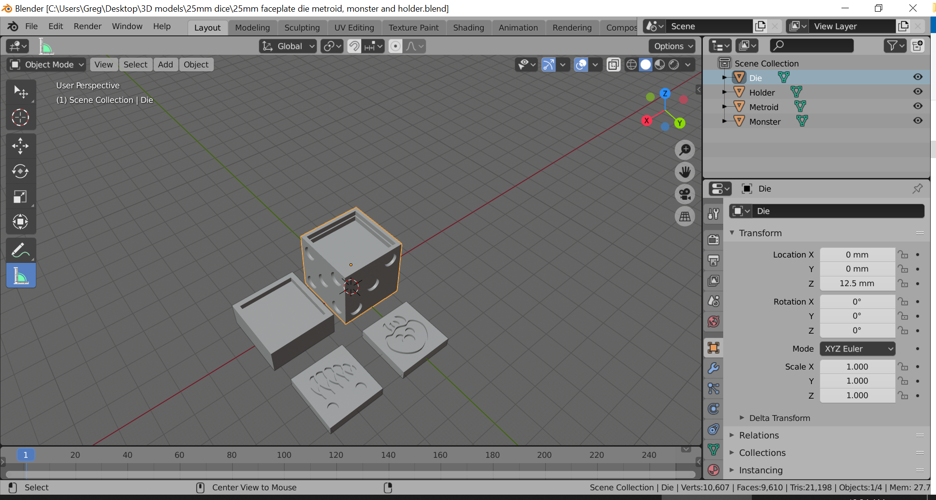 3d Printing Dice Master Swappable Face Design preview image 1