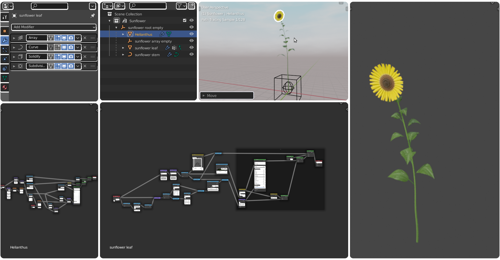 Sunflower, stylized, procedural, animateable preview image