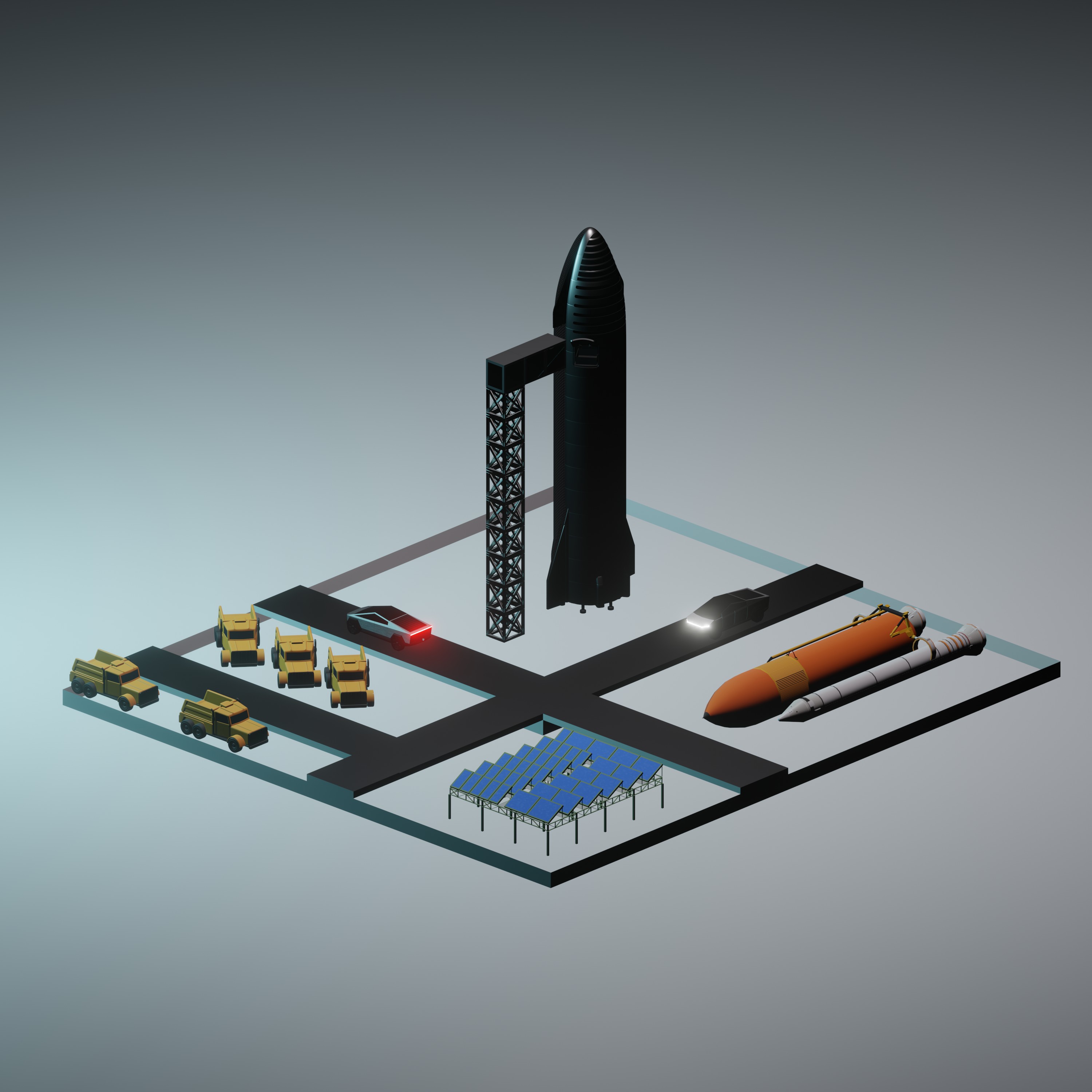 Star ship Launch Low Poly preview image 1