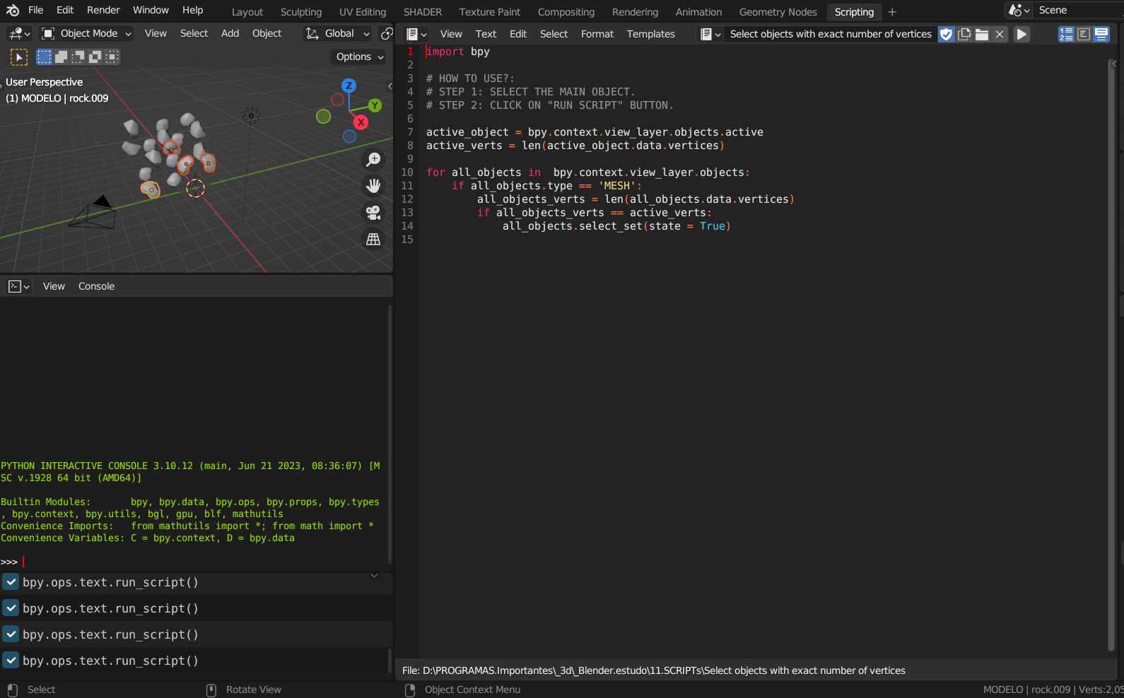 Blender Script - Select objects with the same number of vertices preview image 1