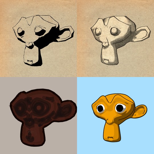 4 Basic Freestyle Setups: Ink, Pencil, Painting, Cartoon preview image 1