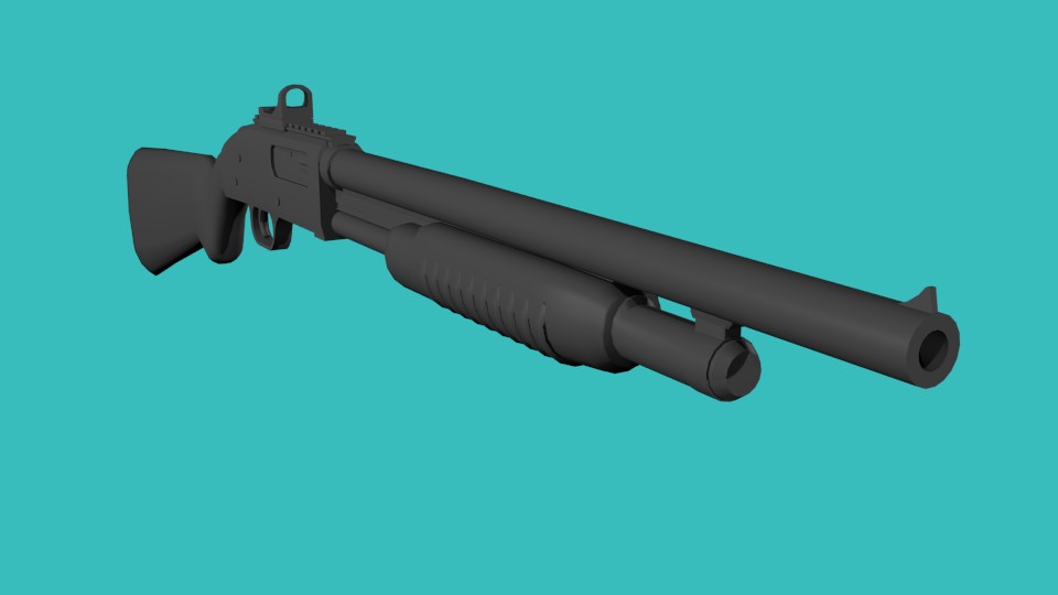 Low Poly Shotgun untextured preview image 1