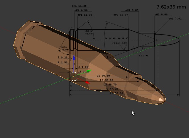 7.62×39mm bullet with cartridge (AK47) preview image 1