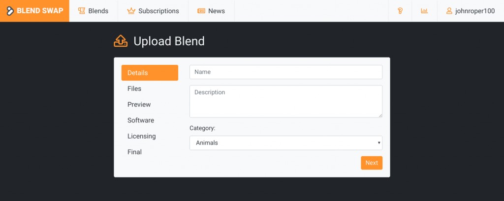upload blend page